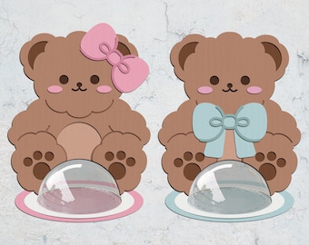 Valentine Teddy Bear Couple Candy Dome svg, Bear Candy Ornament Svg, Chocolate Holder Svg, Valentines Candy Holder svg, Digital Cut File
