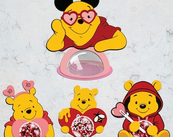 Cartoon Happy Valentine Candy Dome Svg, Valentine Bear Candy Ornament Svg, Chocolate Holder Svg,Valentines Candy Holder Svg,Digital Cut File