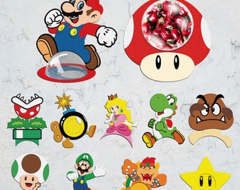 Cúpula de caramelo de videojuego svg, Adorno de caramelo de personajes de juego Svg, Porta chocolates Svg, Porta caramelos de superfamilia svg, Archivo de corte digital