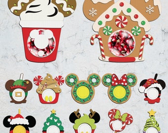 Cartoon Candy Dome Happy Christmas Svg,Cartoon Mouse Christmas Candy Holder Cut File ,Christmas Sucker Holder ,Cartoon Ornament Svg