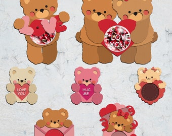 Teddy Bear Couple Candy Dome svg, Valentine Bear Candy Ornament Svg, Chocolate Holder Svg, Valentines Candy Holder svg, Digital Cut File
