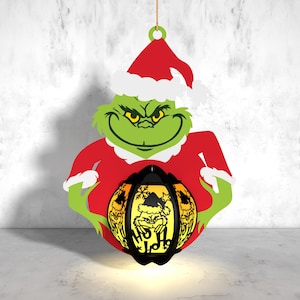 Lanterna di Natale SVG, Personaggi di Natale Svg, File di taglio lanterna di carta di Natale dei cartoni animati Svg, Carta tagliata Grinchmas, Scatola luminosa Svg, Lanterne di carta