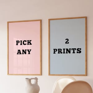 Custom Digital Prints, Pick Your Own 2 Prints, Custom Gallery Wall Set, Set of 2 Prints, Custom Wall Art, Retro Printable Wall Art