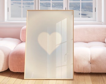 Light Blue Wall Art Room Decor Blue Minimal Art Print Aesthetic Girly Print Baby Blue Trendy Heart Poster Sky Blue Retro Digital Download