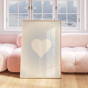 Lichtblauwe muurkunst kamer decor blauwe minimal art print esthetische girly print babyblauw trendy hart poster hemelsblauw retro digitale download