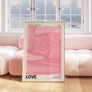 Art mural rose, décoration de chambre tendance, impression typographie rétro, affiche de dortoir rose pastel, jolie décoration de chambre, décoration d'appartement rose bébé