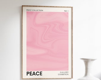 Pastel Pink Poster, Peace Pink Trendy Aesthetic Room Decor, Retro Motivational Typography Print, Affirmation Poster, Light Pink Dorm Decor