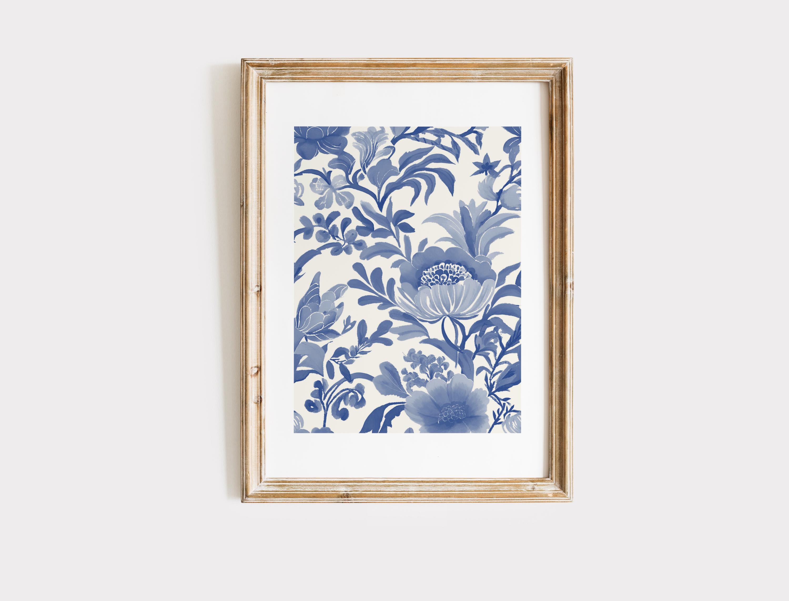 KSDUT Wandkunst-Set Mit Blauen Blumen – 4 Ungerahmte Poster Im Chinoiserie-Stil (20,3 X 25,4 Cm) Für Schlafzimmer, Wohnzimmer Oder Büro