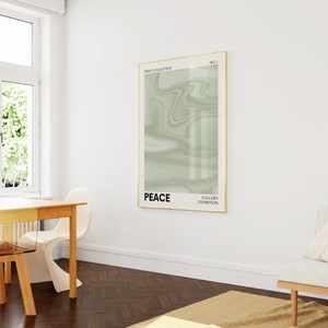 Green Poster, Room Decor Aesthetic, Trendy Green Wall Art, Peace Retro Motivational Typography Print, Dorm Decor Sage Green Art Print image 7