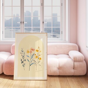 Wildflowers Wall Art Set of 3 Pink Blue Yellow Pastel Floral Dorm Room ...