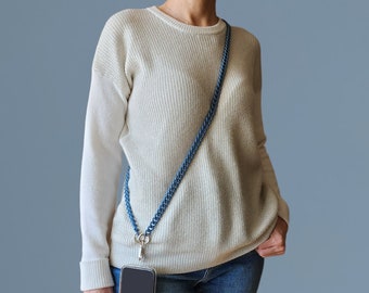 Universal Cell Phone Chain Lanyard with Crossbody Strap, Phone Charm and Bag Strap, Pink / Lila / Denim / Red Colors