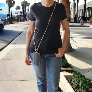 Universal Handy Kette, Lanyard mit Crossbody Strap, Multi Handy Anhänger und Taschengurt, gold Farbe