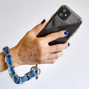 Wrist Chain Lanyard For Smart Phone Strap, Cell Phone Charm, Multi Purpose Use Denim Hand Bag Strap