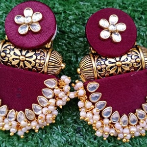 Stylish Gold Imitation Earring With Ruby Stone Earring ER3489