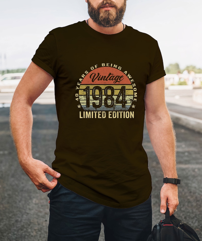 40th Birthday Gifts Vintage 1984 Limited Edition 40 Year Old T-Shirt from XS to 5XL Chocolate