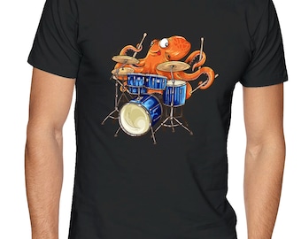 Octopus Playing Drums Shirt - Octopus Men&#39;s Shirt - Octopus T-Shirt - Drummer Gift Octopus Shirt Drum Player Shirt Drummer Shirt XS to 5XL