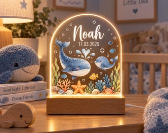 Personalized Night Light for Baby, Custom Name Animal LED Night Lamp, Nursery Table Light Decor, Unique Newborn Keepsake Present