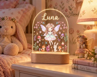 Personalized Fairy Night Light, Custom Name Lamp for Girls, Fairy Nursery Decor, Kids Room Nightlight, Baby Shower Gift