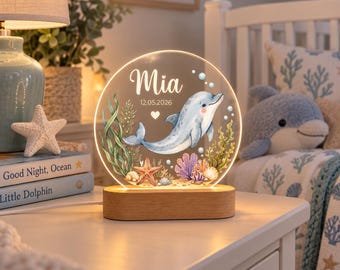 Personalized Night Light for Baby, Custom Name Animal LED Night Lamp, Baptism Gift Boy or Girl, Nursery Table Light Decor, Newborn Keepsake