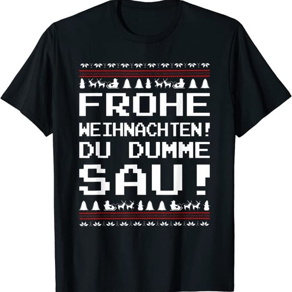 T-shirt buon Natale stupido maiale dalla XS alla 5XL