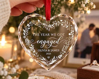 Engagement Ornament, Personalized The Year We Got Engaged Ornament, Engagement Gifts, Wedding Ornament, Newlywed Gifts, Couple Engaged Gift