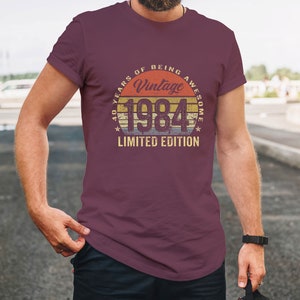 40th Birthday Gifts Vintage 1984 Limited Edition 40 Year Old T-Shirt from XS to 5XL Burgundy Red
