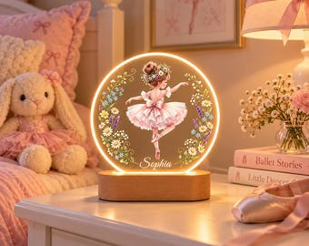 Ballet Night Light For Kids Room, Nursery Night Light, Personalized Name Night Light, Baby Ballet Lamp, Baby Girls Gift, Baby Shower Gift