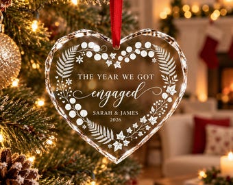 Engagement Ornament, Personalized The Year We Got Engaged Ornament, Engagement Gifts, Wedding Ornament, Newlywed Gifts, Couple Engaged Gift