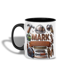 Personalized Construction Worker Father's Day Mug 3D, Faux 3D Effect Mug, Blue Collar Dad Gift