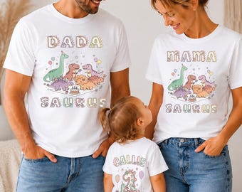 Comfort Colors Dinosaur Family Matching Shirts Cotton Tee for Birthday Party Outfit Set