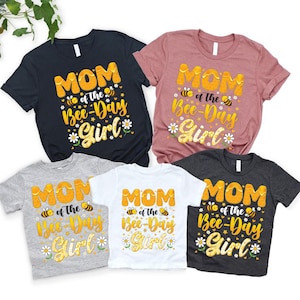 Mom of the Bee-Day Girl T-shirt, Bienen Geburtstag Mama Sweatshirt, Waben Muster Mutter Hoodie, Erstes Bienenfest Kostüm Retro Outfit