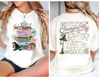 Wicked Book Stack-tröja, retro Changed For Good-t-shirt, vintage I Knew You-tröja, dubbelsidig Broadway-häxagrafik