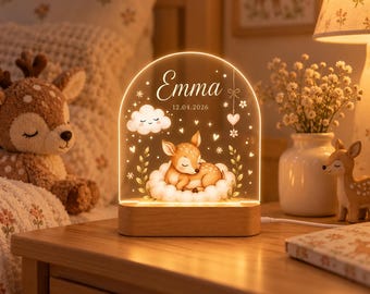 Personalized Baby Night Light, Custom Name - Date Acrylic Lamp, Nursery Decor, Newborn Baby Gift, Baby Shower Gift, Kids Night Light