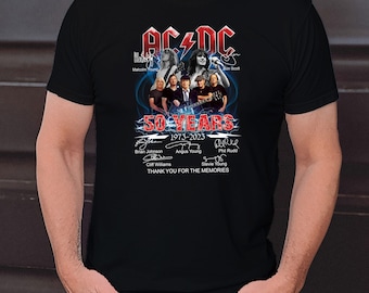 ACDC Band 50e anniversaire 1973 - 2023 T-shirt signature, ACDC TShirt pleine taille S - 5XL, chemise Rock and Roll