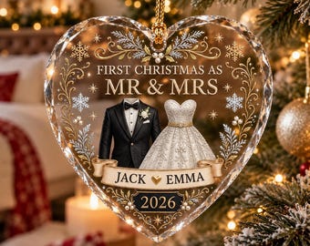 First Christmas as Mr and Mrs Ornament, Personalized Newlywed Ornament, Custom Names Wedding Keepsake 2026