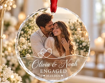 Custom Engagement Photo Ornament, Engagement Ornament, Personalization Marriage Proposal Gift, Couple Photo, Engaged Ornament, Engaged Gift