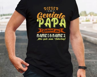 Papa T Shirt personalisiert | Geschenk | Vatertag | Geburtstag| Geburt | Dad | Familie | Kinder | Geniale Papa