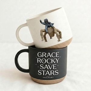 Grace Rocky Save Stars Mug, Book Lover Pottery Mug, Project Hail Mary Merch, Rocky Amaze Space Mug, Sci-Fi Book Lover Gift.