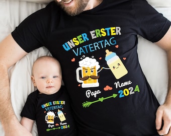 Personalisierte unser erster Vatertag Shirt, Baby Bodysuit, neue Dad Vatertagsgeschenk, Geburtstag, Geburt, Dad, Familie, Kinder, Baby