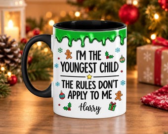 Personalized Sibling Christmas Mugs, Oldest Middle Youngest Child Coffee Cups, Funny Family Gift Set