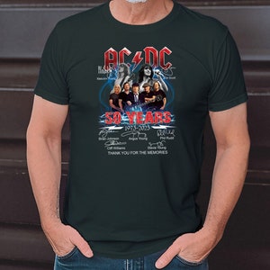 ACDC Band 50e anniversaire 1973 2023 T-shirt signature, ACDC TShirt pleine taille S 5XL, chemise Rock and Roll Bottle Green