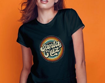 Santa Cruz City in Californien CA Vintage Retro Souvenir T-Shirt, Californien TShirt-Retro Palme & Strand Unisex Santa-Cruz-Shirt