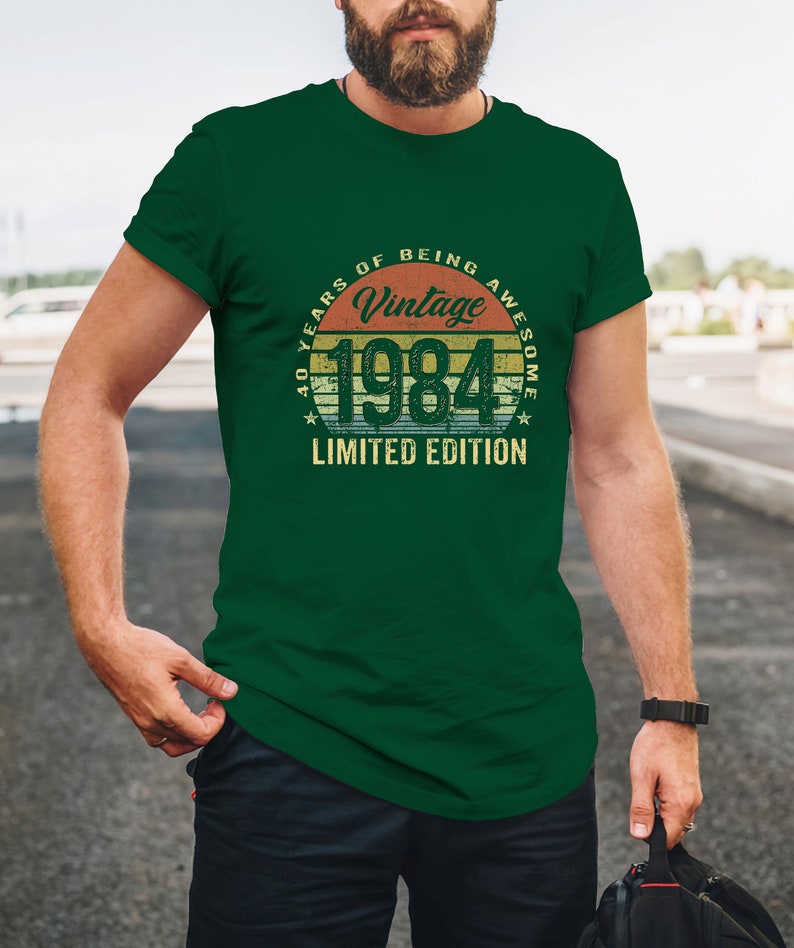 40th Birthday Gifts Vintage 1984 Limited Edition 40 Year Old T-Shirt from XS to 5XL Bottle Green