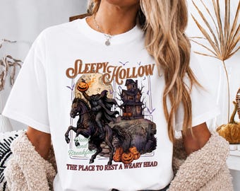Sleepy Hollow Halloween Shirt, Retro Horror Headless Horseman Graphic Tee, Spooky Ichabod Crane Apparel