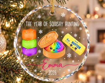 Personalized Squishy Christmas Ornament 2026: Kids Name Ornament, Viral Dumpling Squishy Gift, Girls Christmas Gift, Year Of Squishy Hunting