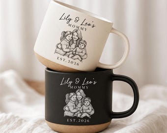 Personalized Mom Mug with Kids Names, Custom Mommy Ceramic Cup, Mother’s Day Gift from Children, Birthday Christmas Gift for Mom