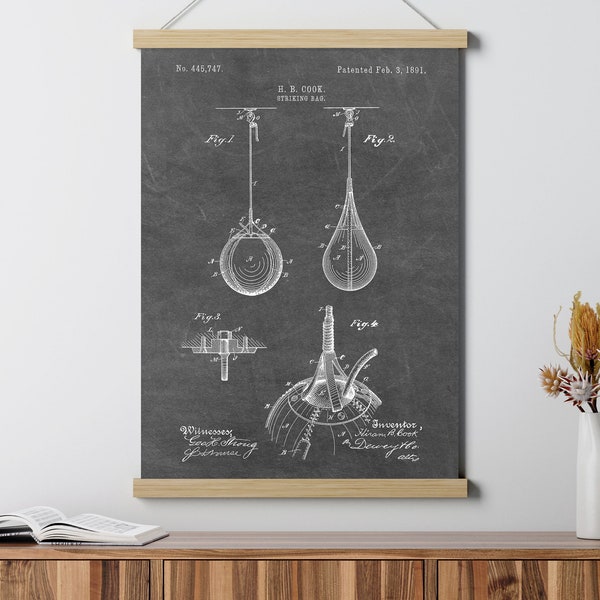 Boxing Bag Patent Poster, Sports Gym Mma Mens Gift, Framed Prints, Blueprint Wall Art