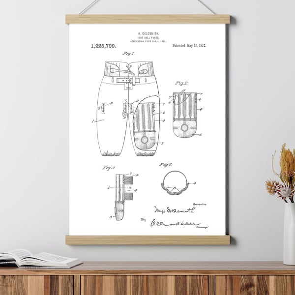 Football Pants Patent Poster, Sport Gift for Coach Mens Kids Gym, Framed Prints, Blueprint Wall Art