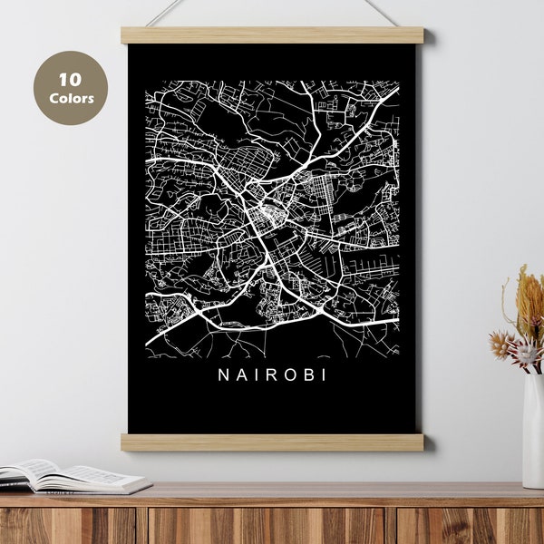 Nairobi City Map Poster, Kenya,  Map Print, Printable Wall Art, Unique Road Trip Holiday Gift, Living Room Decor