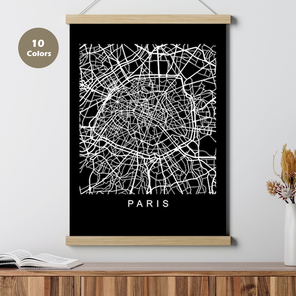 Paris City Map Poster, France, Europe Map Print, Printable Wall Art, Unique Road Trip Holiday Gift